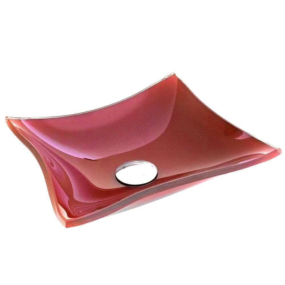 Cuba de Apoio Retangular Modaza Bene de Vidro, Vermelha