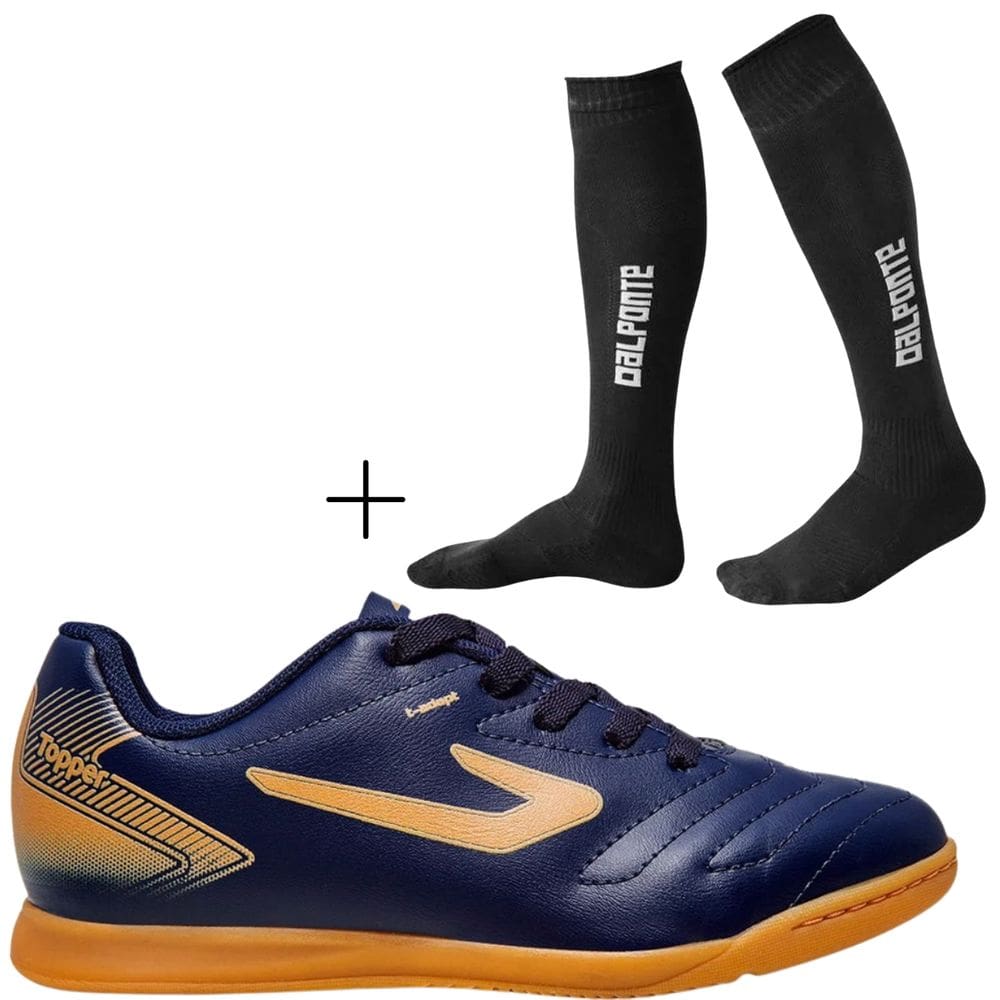 Kit Chuteira Futsal Topper Cup VII+ Meião De Futebol Dalponte Profissional