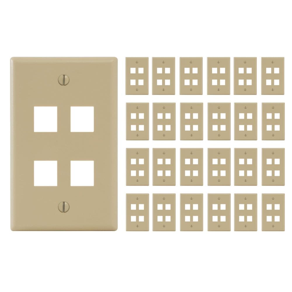 Placa de Parede ICC 4 Portas Keystone RJ45 Marfim Plástico ABS