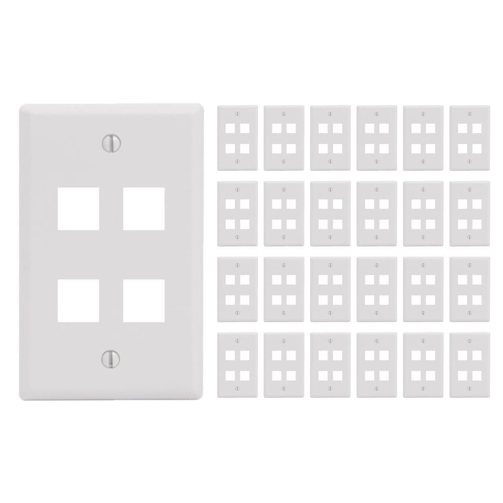 Placa de Parede ICC Keystone 4 Portas, Gangue Único, ABS Branco