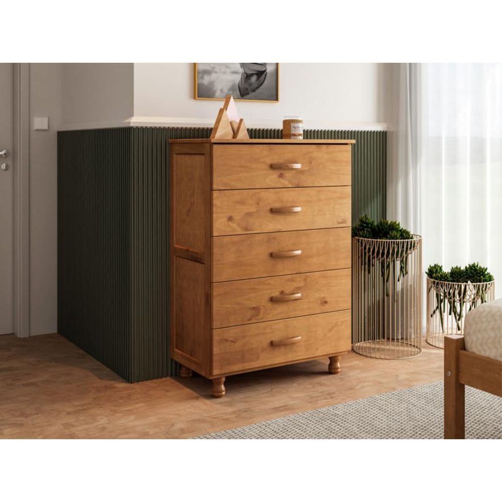 Comoda 5 Gavetas Madeira Maciça Panama MPO