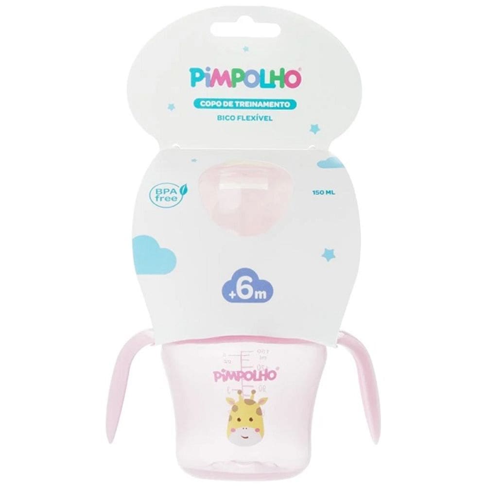 Copo de Treinamento com ALÇA Bico Flexivel 150ML Girafa Pimpolho