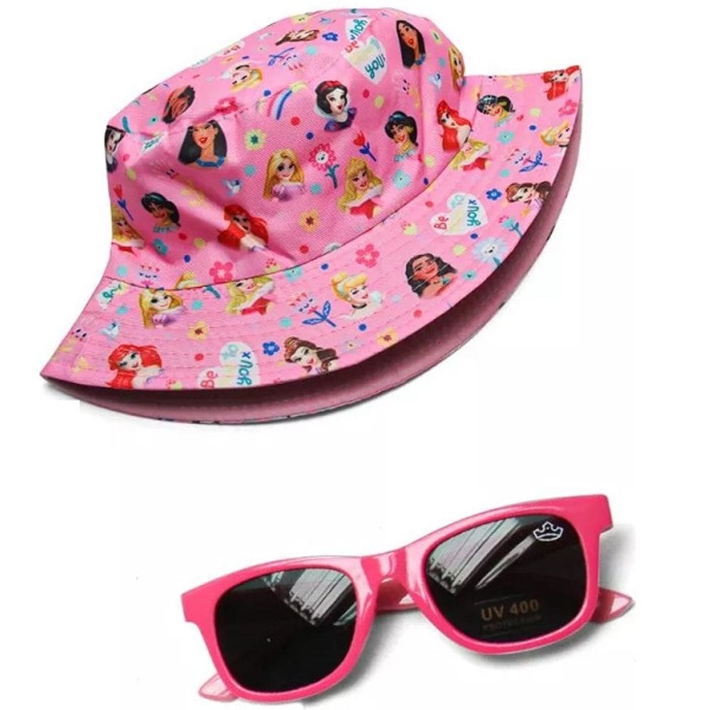 Kit Chapeu e Oculos de SOL Princesas Disney Estilo e Proteção TOYNG