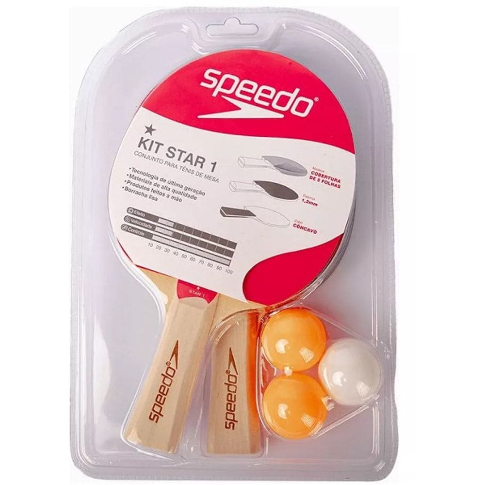 Kit Speedo de Tenis de Mesa 2 Raquetes 3 Bolas STAR 1