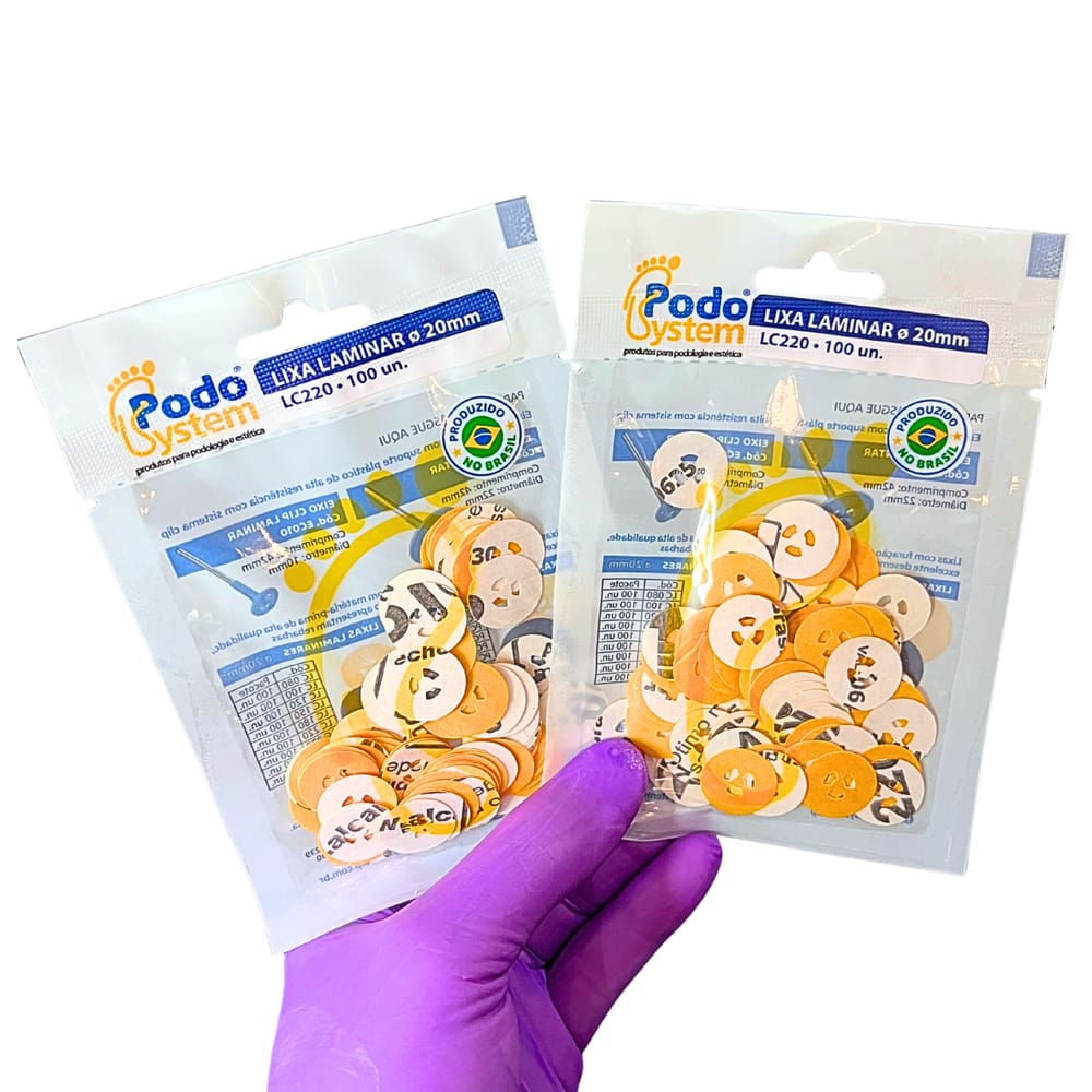 Lixa Laminar PodoSystem 220 – Kit com 2 Pacotes – 200 Unidades