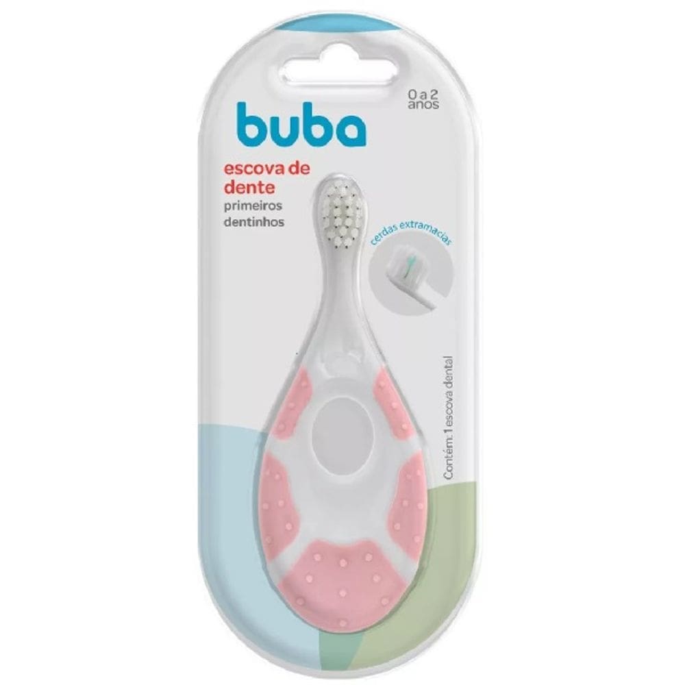Escova Dental de Treinamento Buba Primeiros Dentinhos Rosa