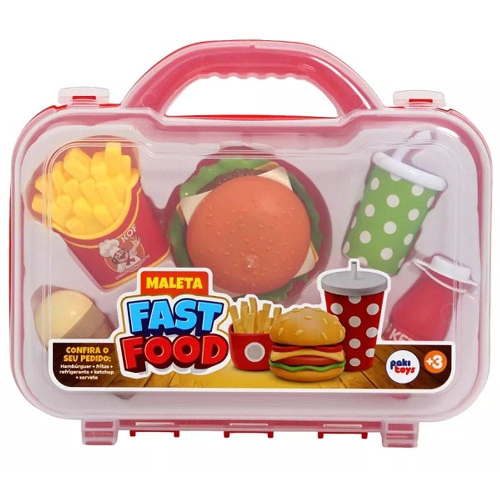 Kit Maleta FAST Food Infantil com 6 ITENS Paki TOYS