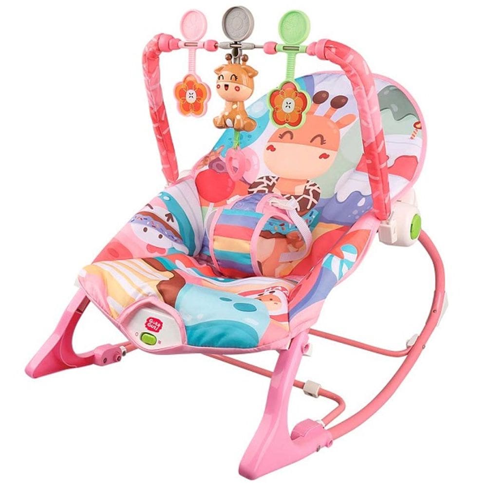 Cadeira de Balanço BABY com Mobile ATE 18 KG Guta Guti Rosa