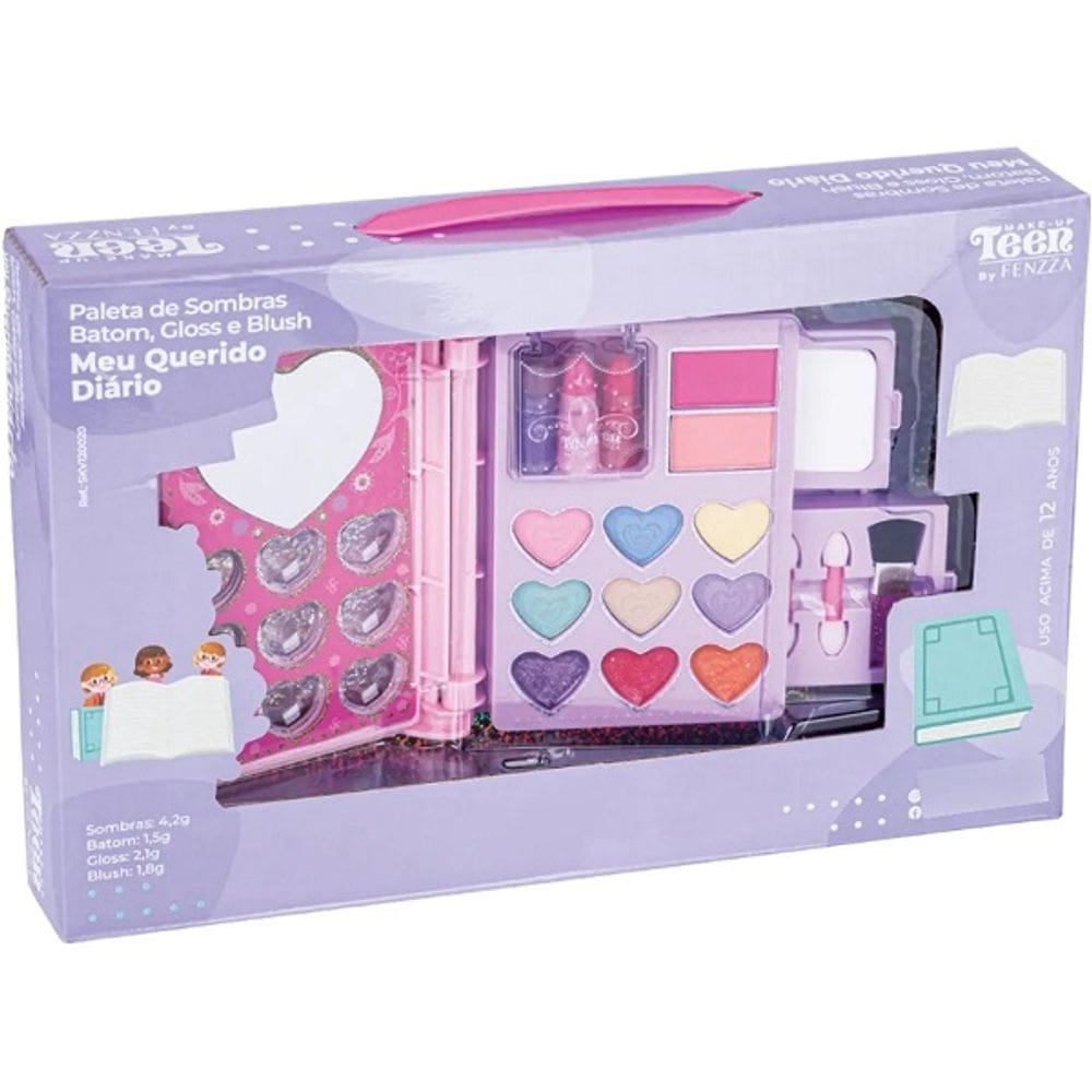 Paleta de Sombras Batom GLOSS e BLUSH Meu Querido Diario Fenzza