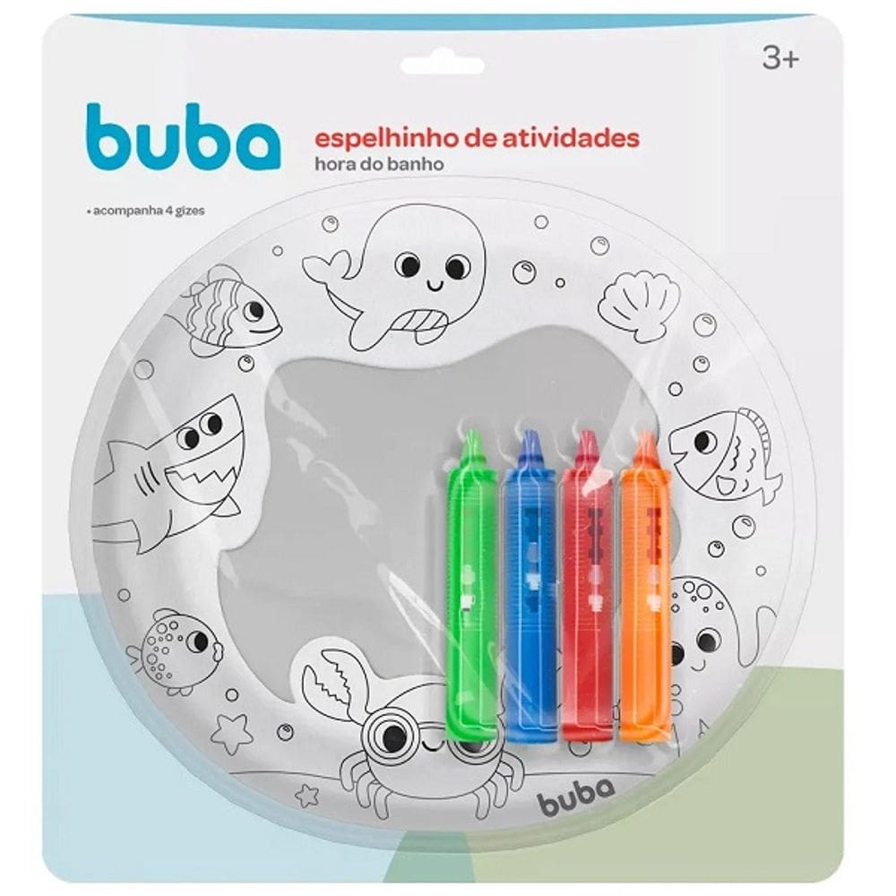 Espelho Atividades Hora do Banho Colorir GIZ Cera Bebe Buba