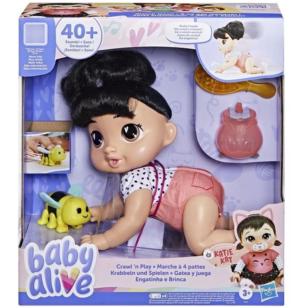 Boneca BABY Alive Engatinha e Brinca Katie KAT Morena Hasbro F9710