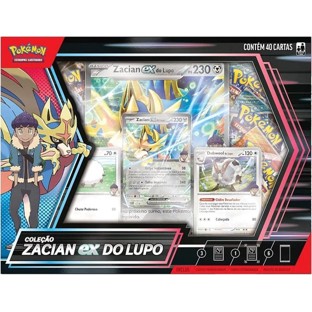 Box Pokemon Coleçao Zacian EX do Lupo Copag