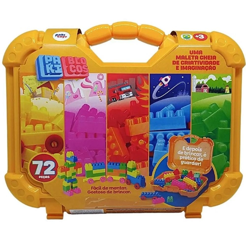 Maleta Blocos de Montar Encaixe 72 Peças