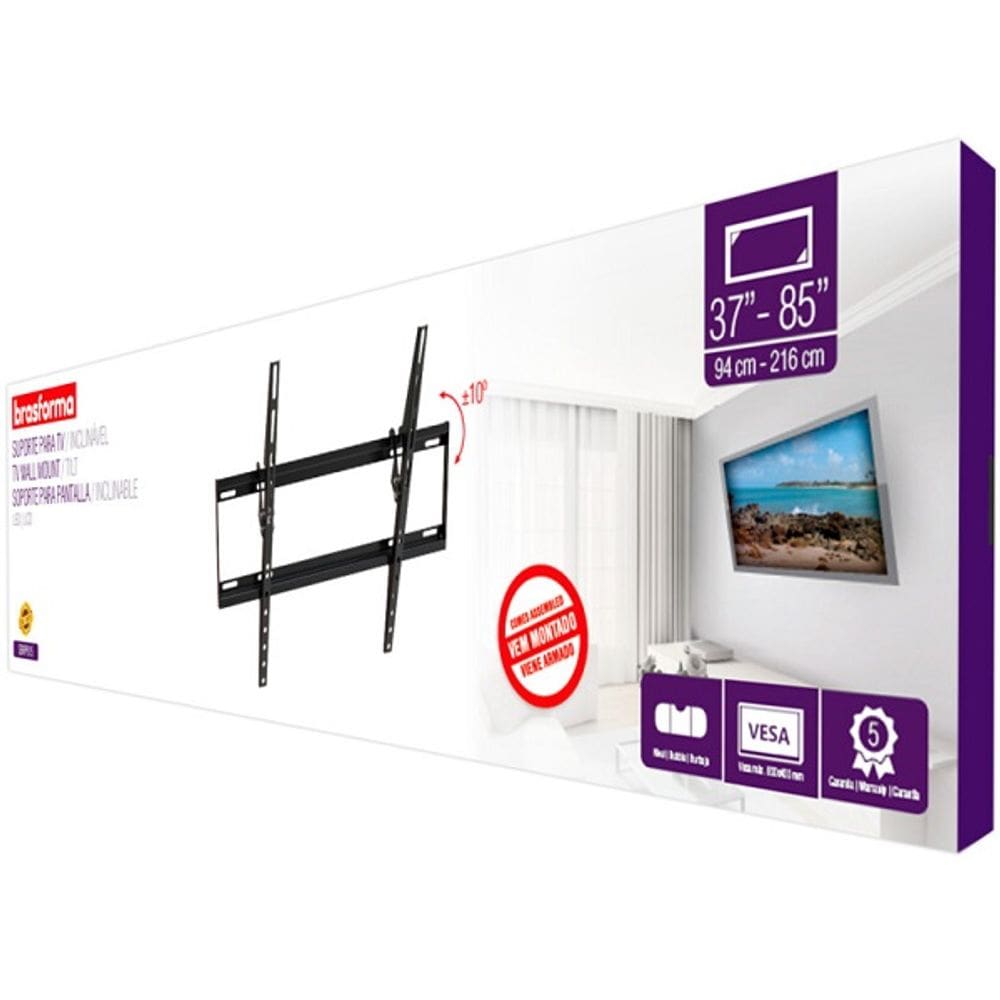 Suporte Inclinavel para TV Brasforma SBRP615 Preto 37 a 85