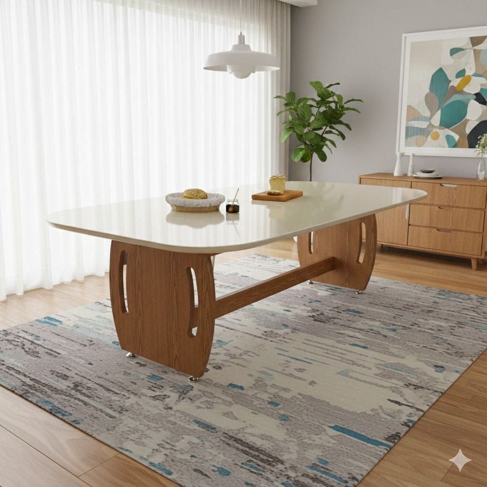 Mesa Oval 185cm P/ Sala De Jantar 8 Lugares Vidro Temperado