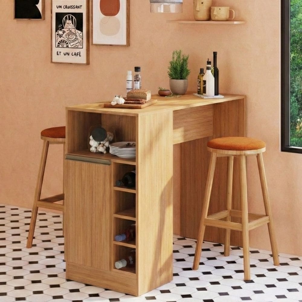 Bancada Balcão/Ilha de Cozinha Gourmet 1 Porta e Adega Menu Móveis Freijó