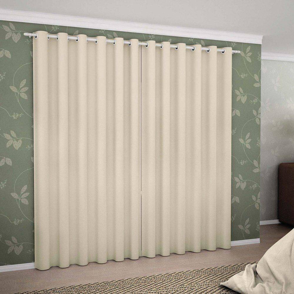 Cortina Blackout Para Varão Simples 3,00m X 2,60m 100% Poliéster - Bege