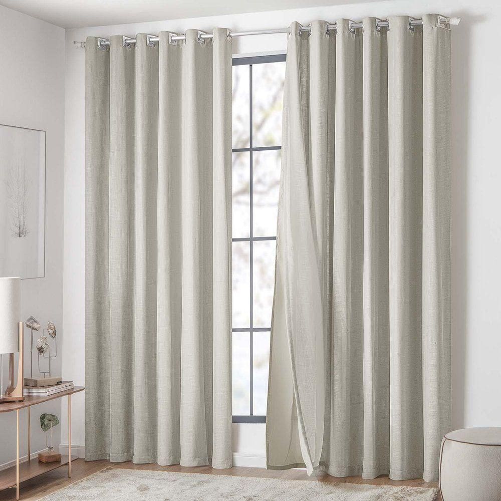 Cortina Delicatta Para Varão Simples 3,00m X 2,60m Com Forro 100% Poliéster - Marfim