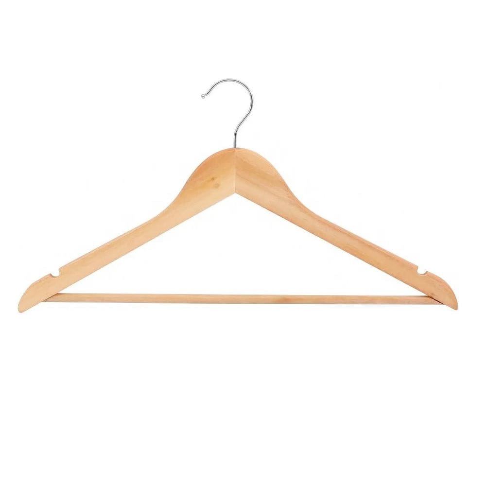 Kit 3 Cabides de Madeira Resistente e Elegante com Barra para Calças