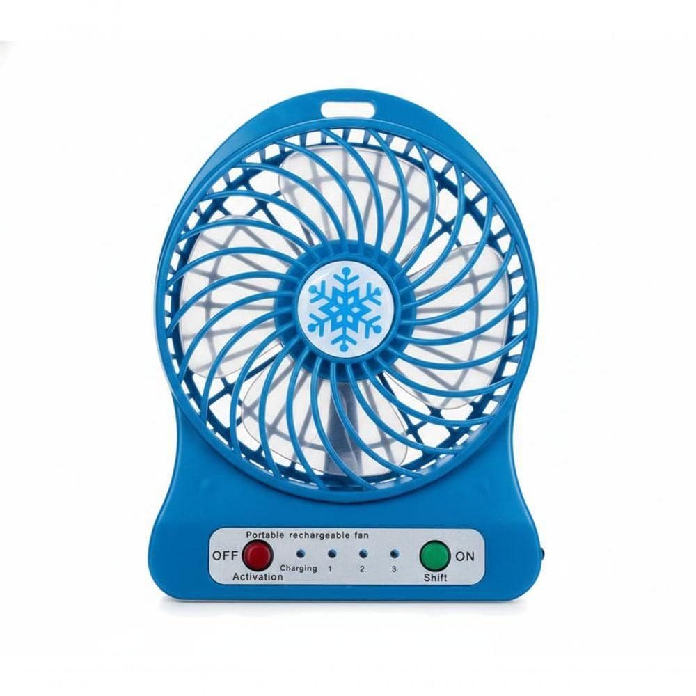 Mini Ventilador Portátil Recarregável Com 3 Velocidades – Frescor Compacto Para Qualquer Lugar Azul