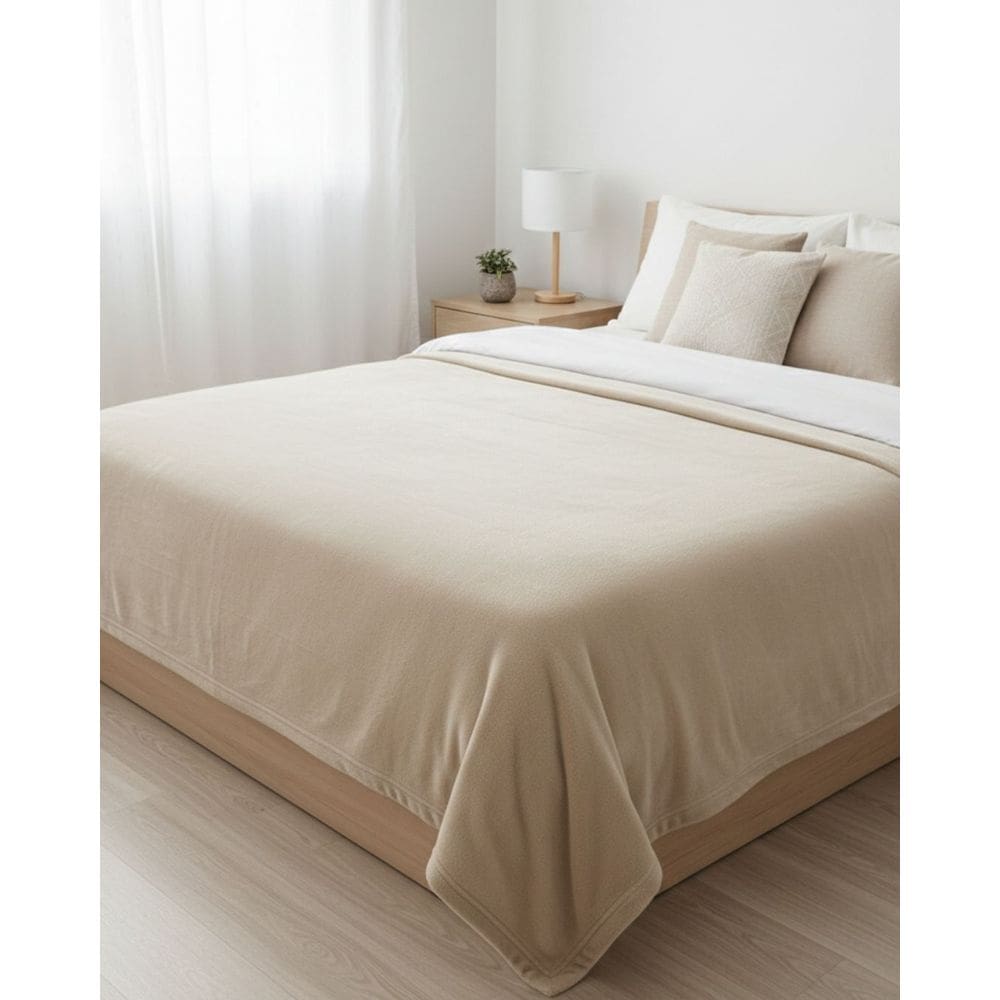 Manta Casal Lisa Bege Jolitex Dyuri – Microfibra Super Macia Medidas 1,80x2,20