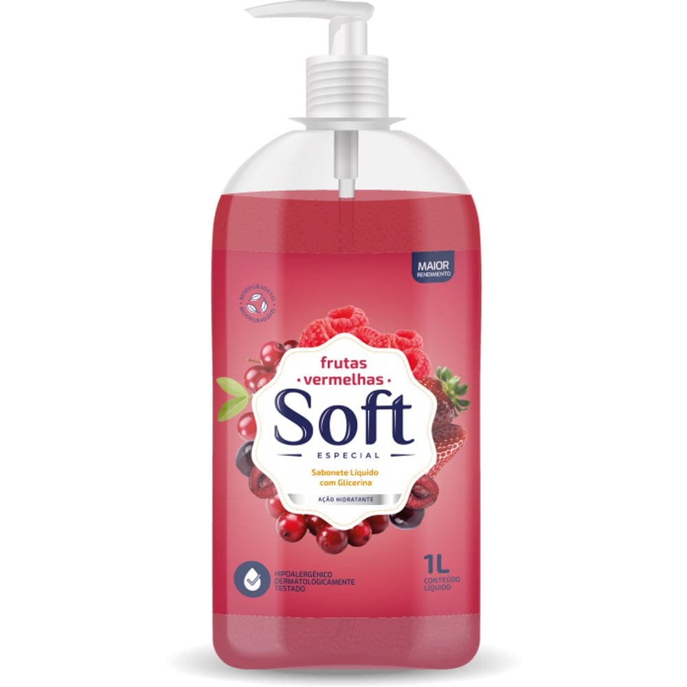Sabonete Liquido Glicerinado Soft Especial Frutas Vermelhas 1Litro