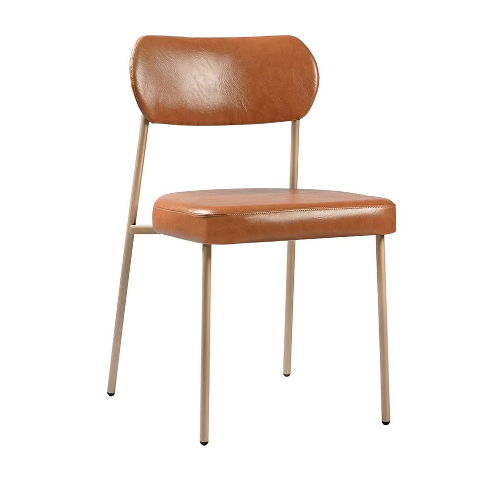 Cadeira Sala de Jantar Lavínia Estofada Base Champagne Couríssimo Amarula - Desk Design