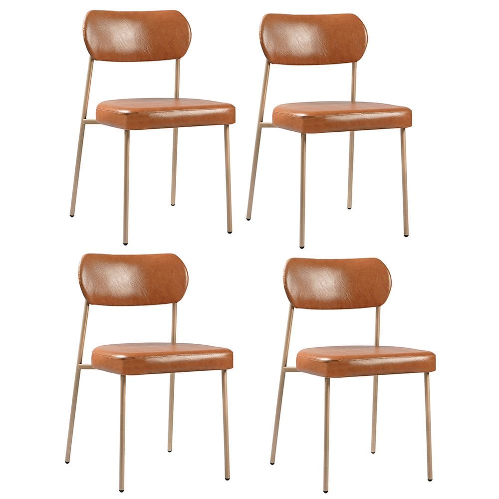 Kit 04 Cadeiras Sala de Jantar Lavínia Estofada Base Champagne Couríssimo Amarula - Desk Design