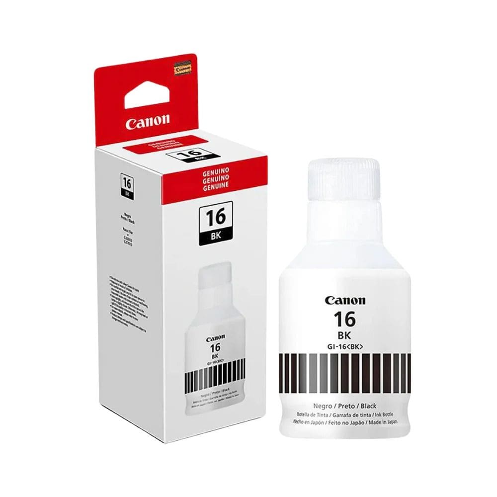 Refil de tinta GI-16 preto 170ml CANON GENUÍNO impressoras GX6010 e GX7010.