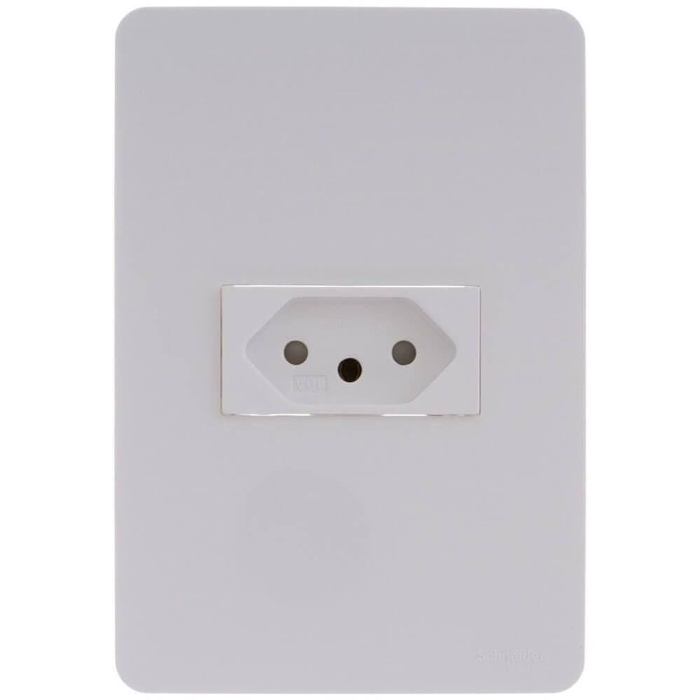 Conjunto Tomada 2 Pinos + Terra 10 Amperes 250 Volts Branco S71302104 Schneider Cj Tomada 2p+t 1