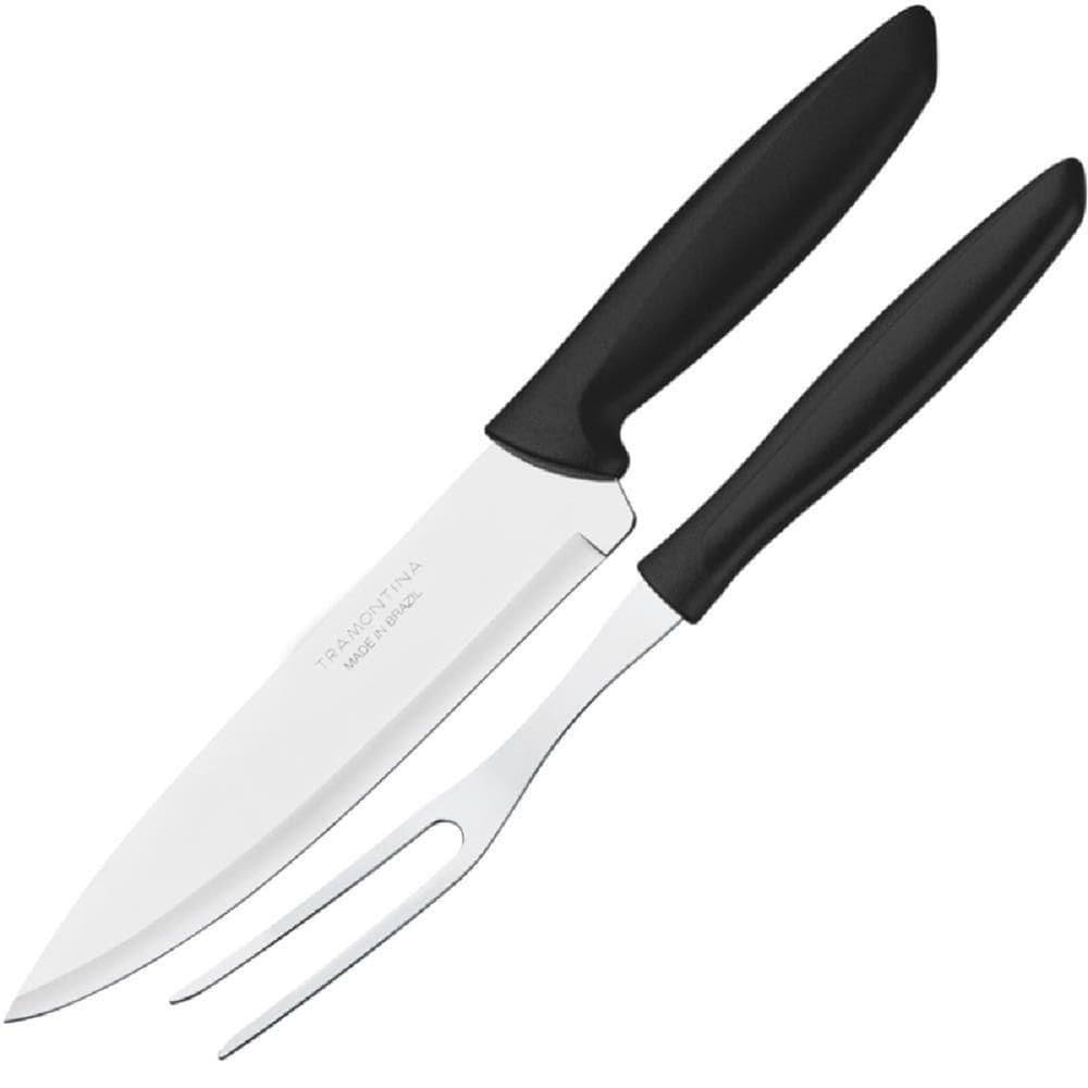 Jogo Trinchante com Lâmina Em Aço Inox E Cabo Preto com 2 Peças Da Linha Plenus 23498010 Tramont