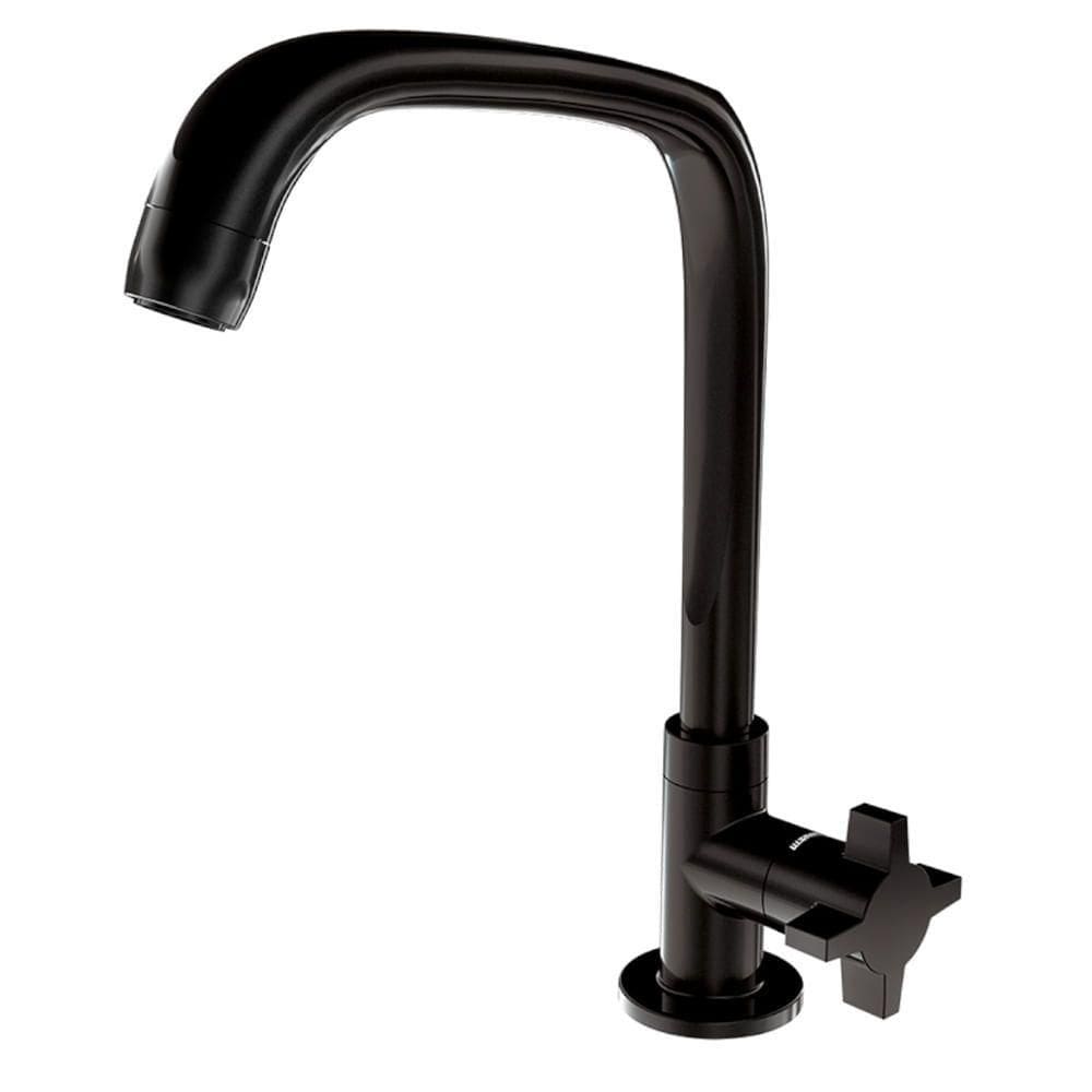 Torneira Para Cozinha de Mesa Fitt Cross 1167 F64 Preta Lorenzetti Torneira Para Cozinha de Mesa F