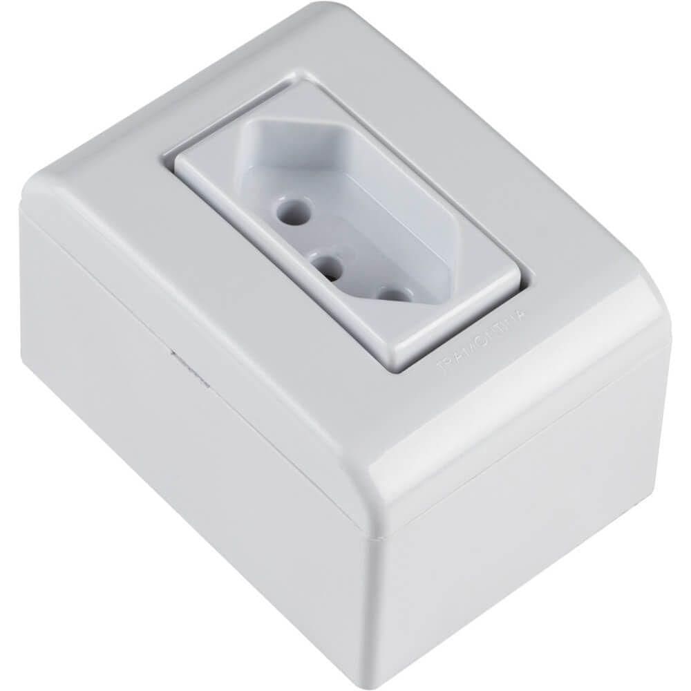Caixa de Sobrepor com 1 Tomada 2p+t 10 Ampères 250 Volts Lixflex Branca 57304002 Tramontina Caix