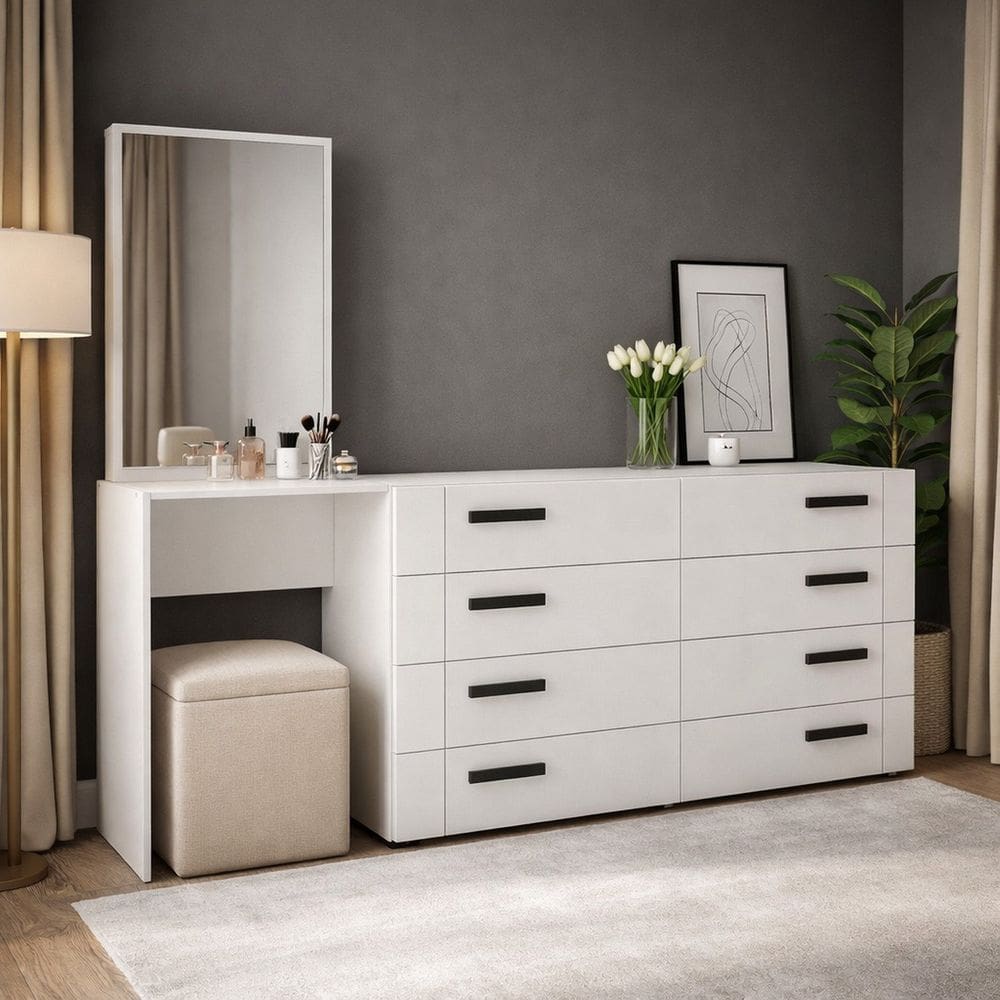 Cômoda Penteadeira 8 Gavetas Lisboa Branco