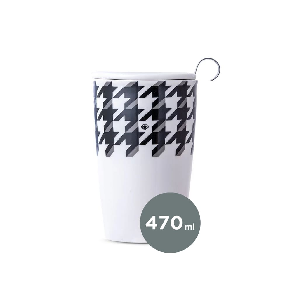 Caneca de Chá de Cerâmica com Infusor Tailor Duo Mug Moncloa Branco 470ml