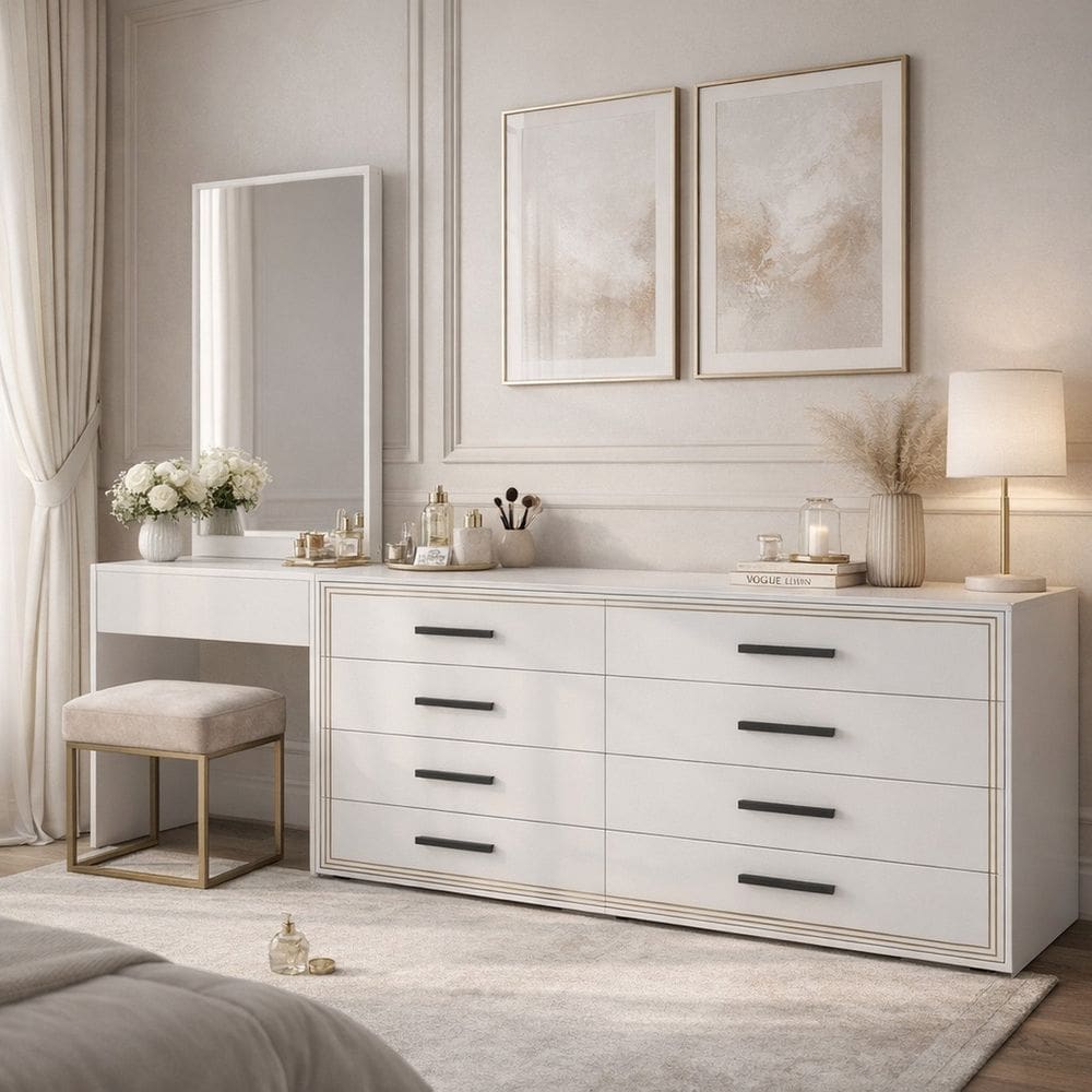 Cômoda Penteadeira 8 Gavetas Valência Branco