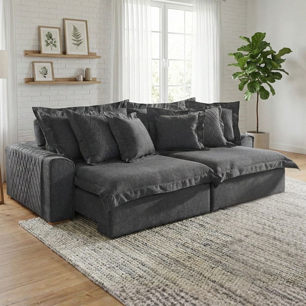 Sofá Retrátil e Reclinável 2 Lugares 210cm Linho Zeus Grafite