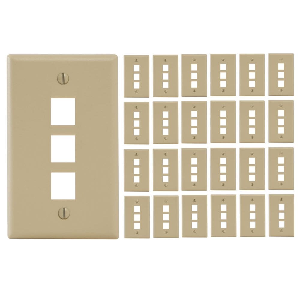 Placa de Parede ICC 3 Portas Keystone Plástico ABS Marfim