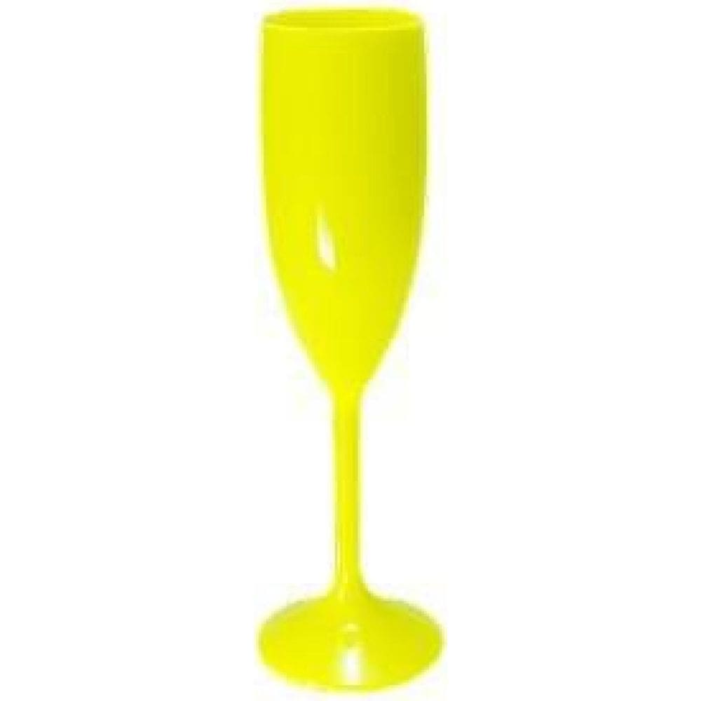 Kit 10 Taças Champanhe Amarelo Neon Acrílico Leve 180Ml
