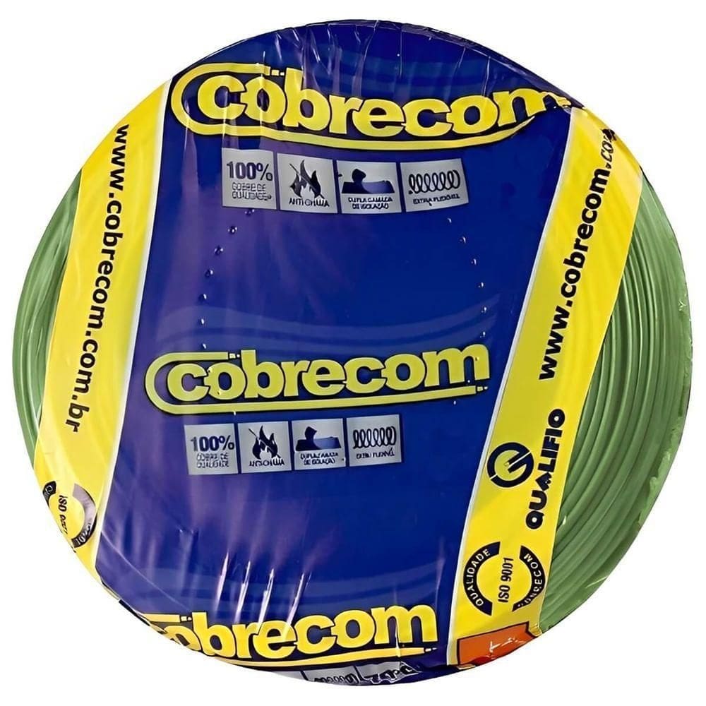 Cabo Flexicom de Cobre 1,5mm 750 Volts Verde com 100 Metros 1150405401 Cobrecom Cabo de Cobre Fl
