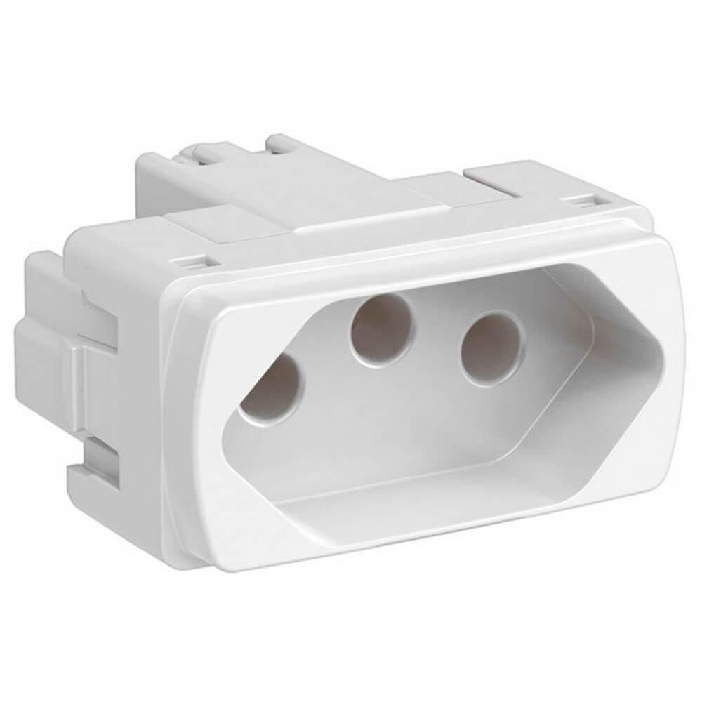 Módulo Tomada 2 Pinos + Terra 10 Amperes 250 Volts Branco Miluz S3b70340 Schneider Modulo Tomada