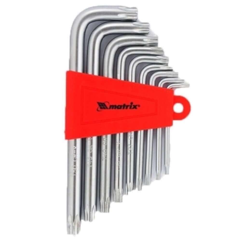 Jogo de Chave Hexagonais Torx Curtas Acetinado T10 T50 Crv E Suporte Plástico 9 Peças 123059 M