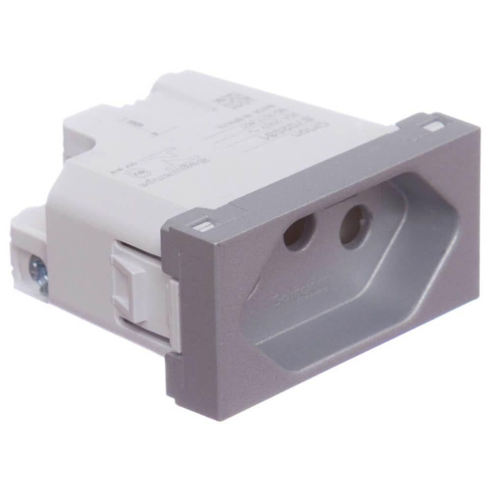 Módulo Tomada 2 Pinos + Terra 20 Amperes 250 Volts Alumínio Orion S70203174 Schneider Modulo Tom
