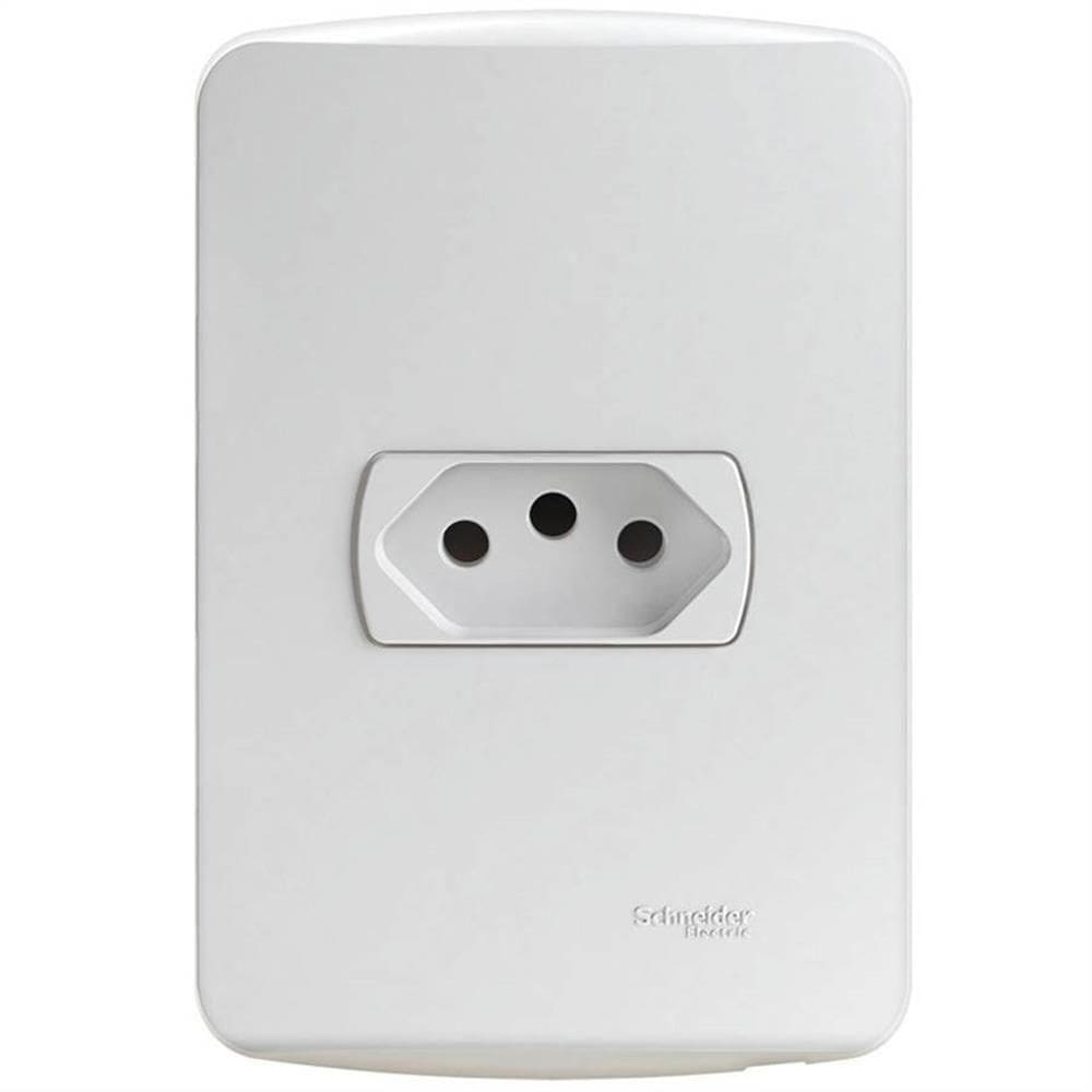 Conjunto Tomada 2 Pinos + Terra 10 Amperes 250 Volts Branco Miluz S3b60340 Schneider Conj.tomada