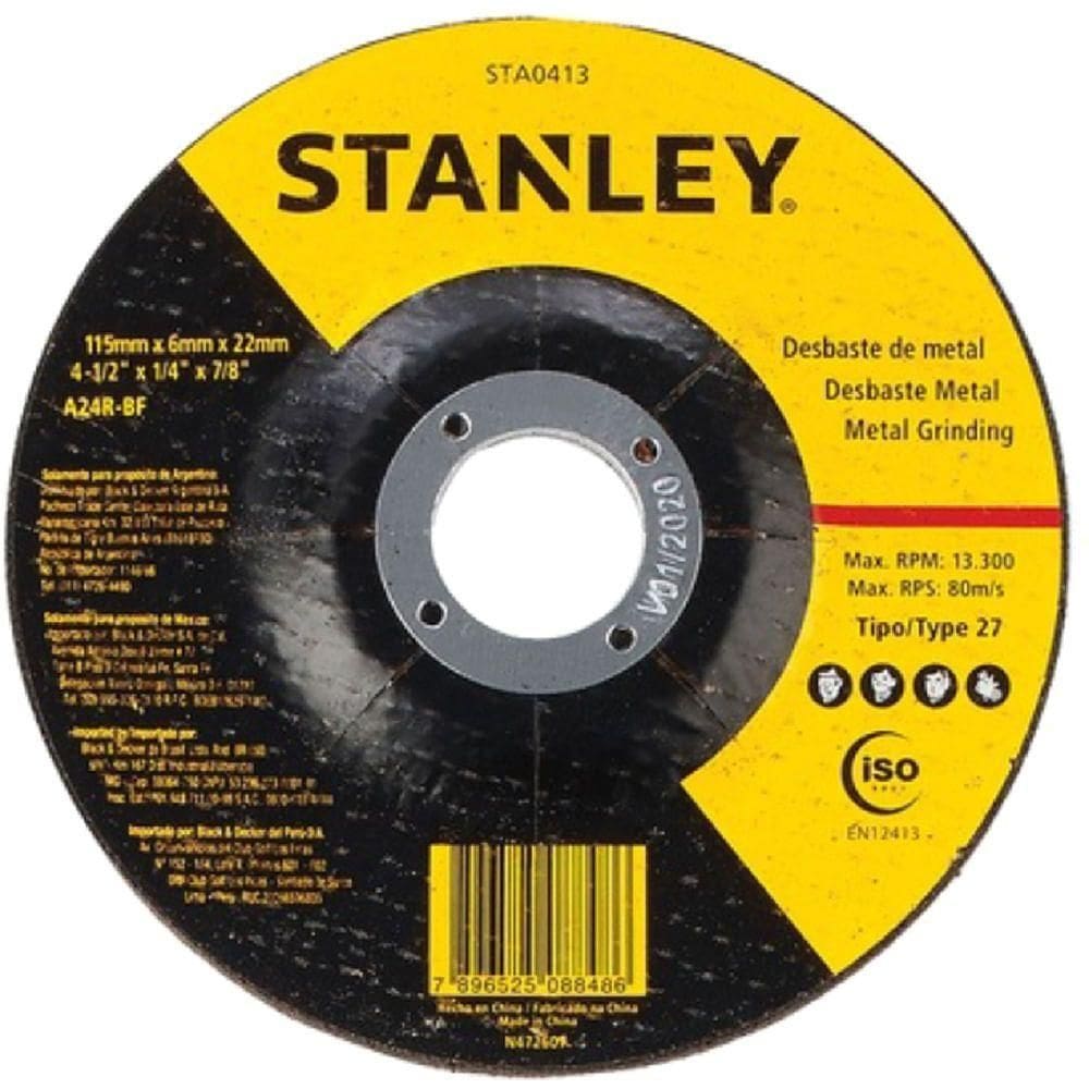 Disco de Desbaste Metal 4 1-2`x6,0mmx7-8` Sta0413 Stanley Disco de Desbaste Metal 4 1-2``x6,