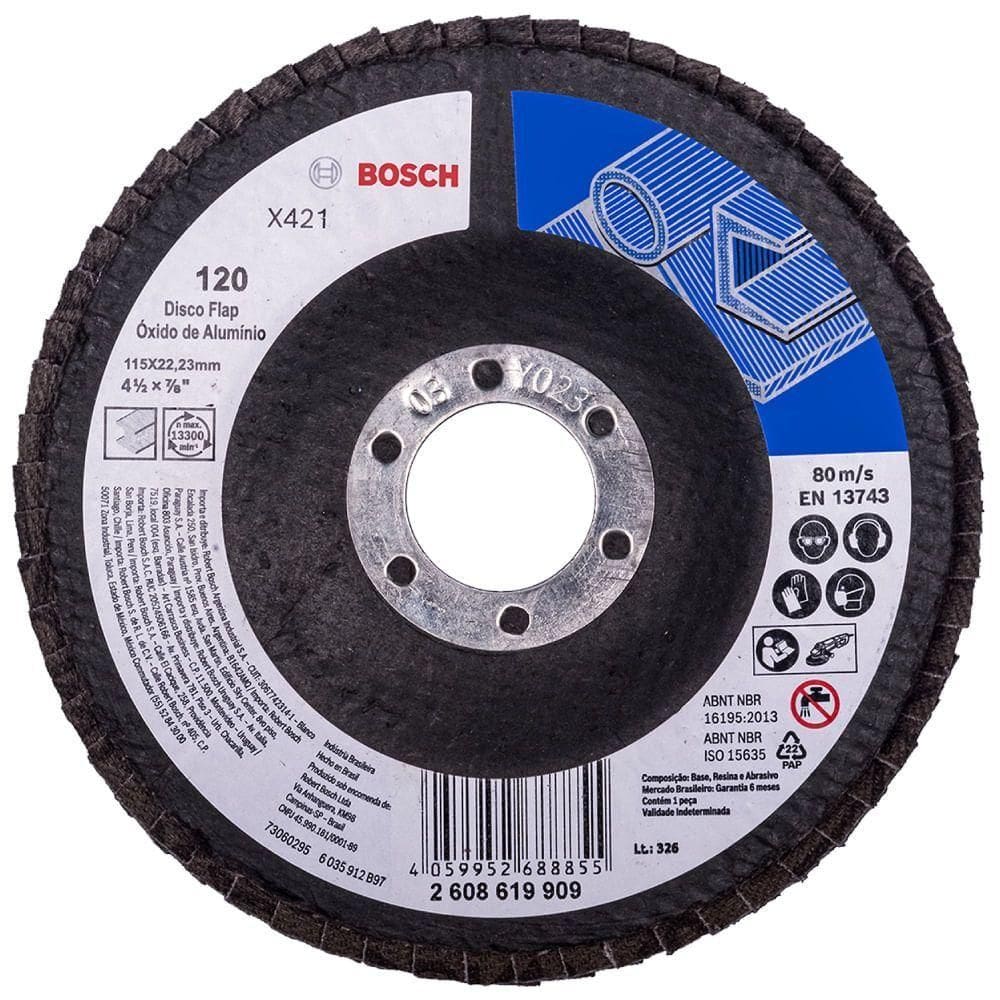 Disco Flap Bosch X421 óxido Alumínio de 115mm G60 2608619907 Bosch Disco Flap Bosch X421 ø115mm