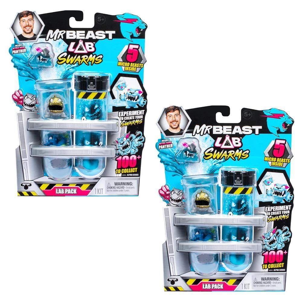 Kit 2 Tubo de Ensaio com 5 Mini Bonecos Swarms MrBeast Lab