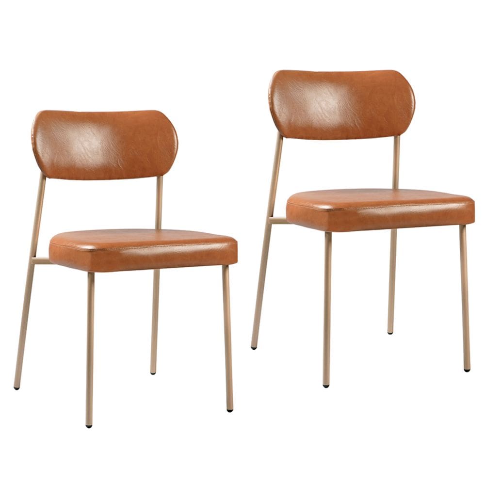 Kit 02 Cadeiras Sala de Jantar Lavínia Estofada Base Champagne Couríssimo Amarula - Desk Design