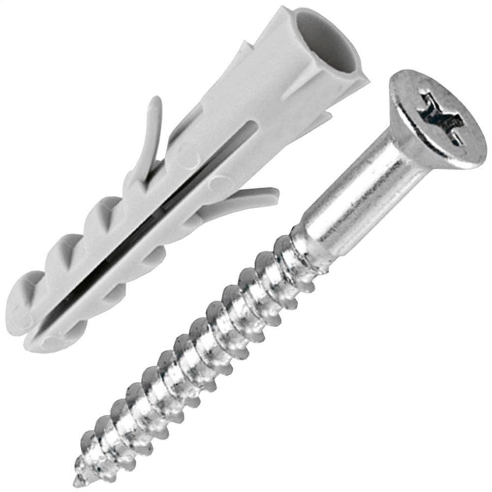 Bucha Nylon 6mm com Parafuso Chato Para Madeira 4,2x40 com 6 Peças Pmb598 Fox Mix Bucha Nylon 6m