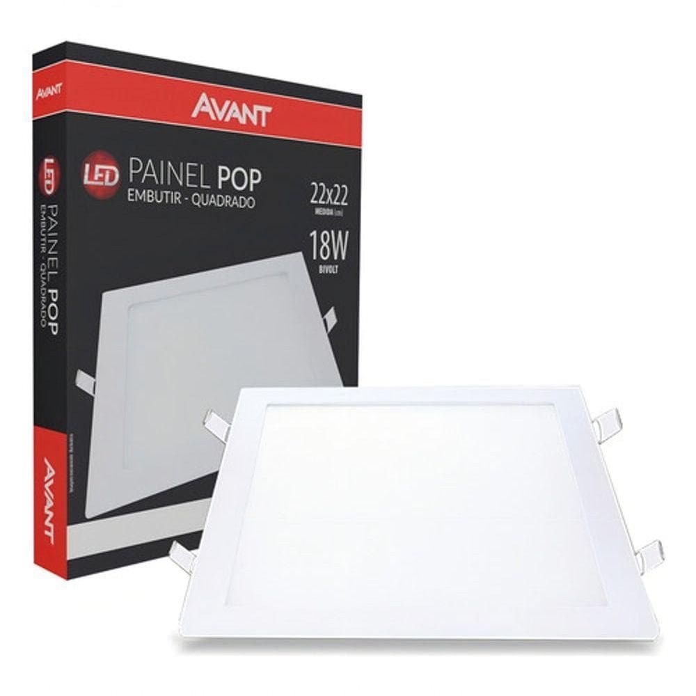 Kit 10 Plafon De 18w 6500k Luz Branca Quadrado 22x22 Embutir